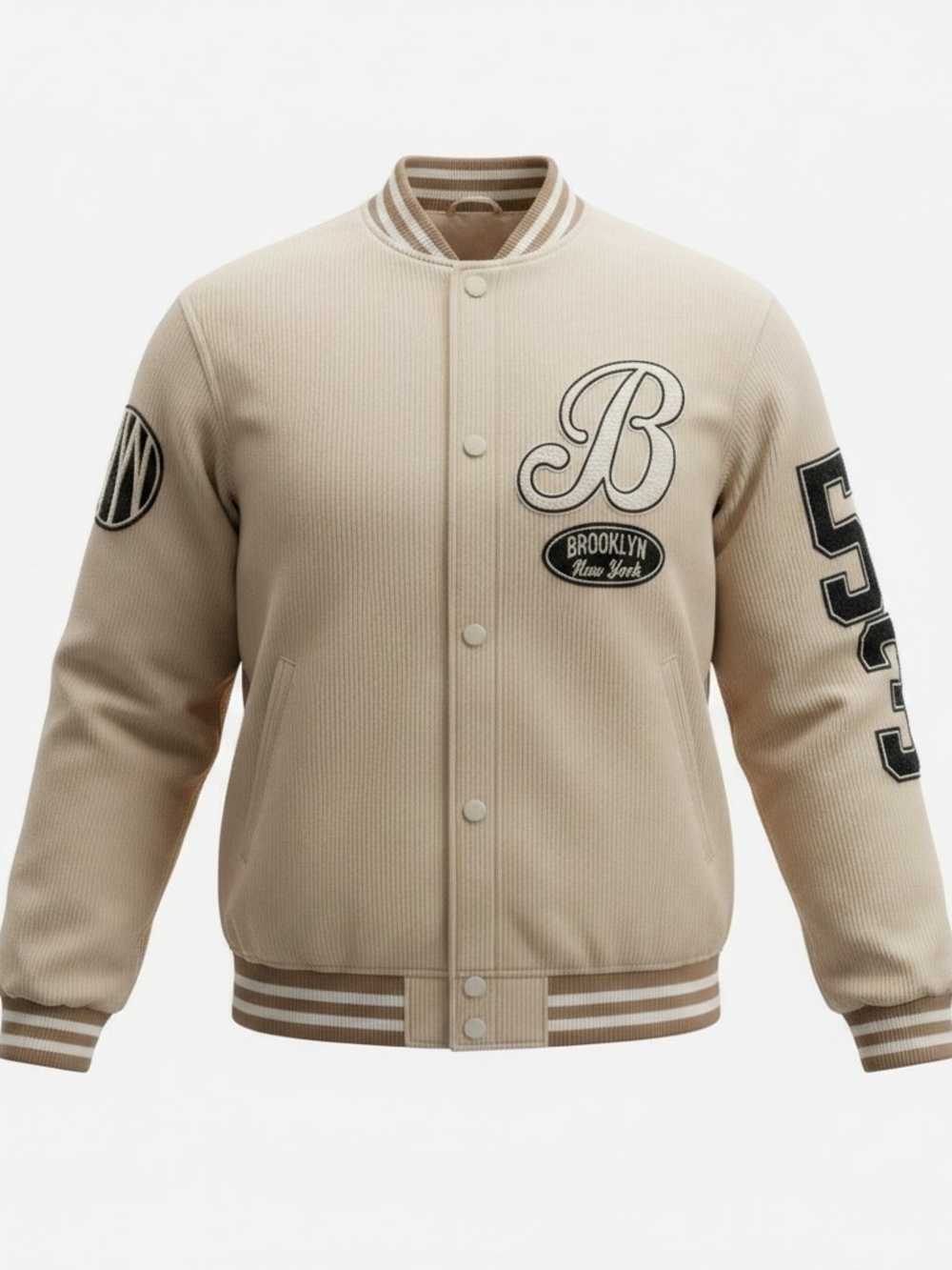 H & M Divided Corduroy Brooklyn Varsity Bomber Jacket Size Medium